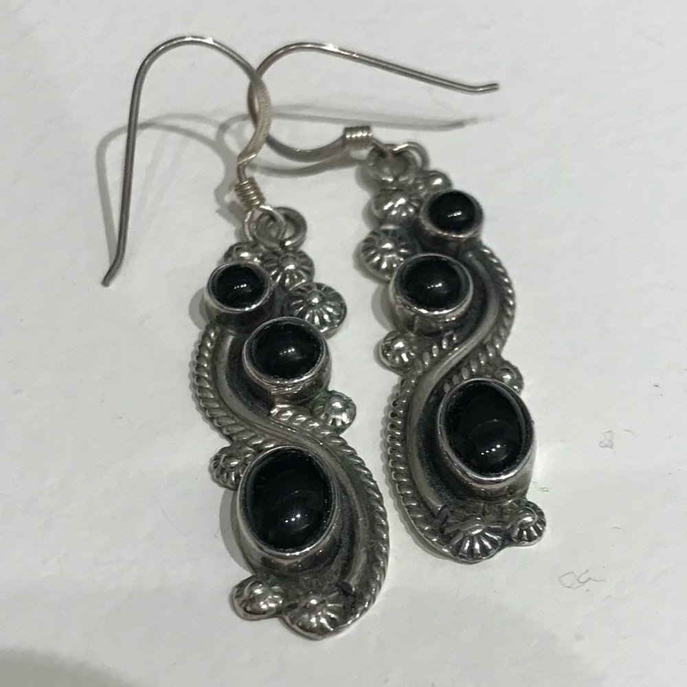 Obsidian in Sterling Silver Earrings
